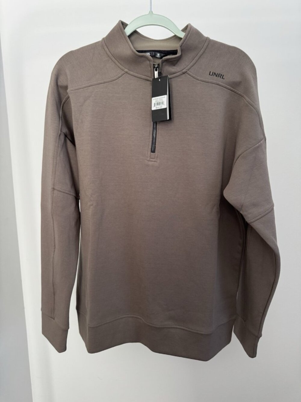 UNRL Outbound Quarter Zip Men's Medium Dark Taupe Stretch Pullover NWT $88